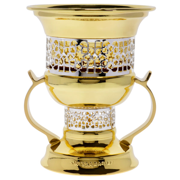 Swiss Arabian Metallic Goblet Charcoal Mubkhara Incense Burner - Large-Gold by Swiss Arabian for Unisex - 1 Pc Bakhoor