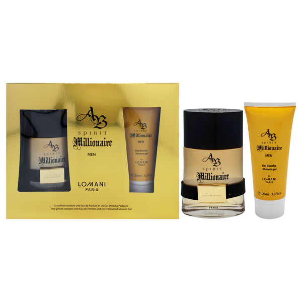 Lomani AB Spirit Millionaire by Lomani for Men - 2 Pc Gift Set 3.3oz EDP Spray, 3.3oz Shower Gel