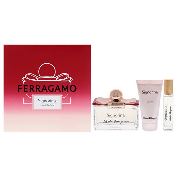 Salvatore Ferragamo Signorina For Women - 3 Pc Gift Set Eau De Parfum Spray 50ml/1.7oz Body Lotion 10ml/0.34oz Eau De Parfum Spray 100ml/3.4oz