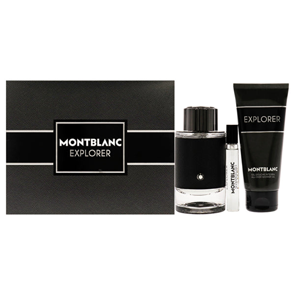 Mont Blanc Explorer For Men - 3 Pc Gift Set Eau De Parfum Spray 7.5ml/0.25oz Eau De Parfum Spray Shower Gel 100ml/3.3oz