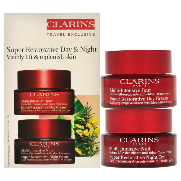 Clarins Super Restorative Day and Night Kit by Clarins for Women - 2 Pc 1.7oz Super Restorative Day Cream, 1.7oz Super Restorative Night Cream