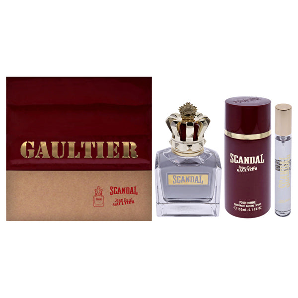 Jean Paul Gaultier Scandal For Men - 3 Pc Gift Set Eau De Toilette Spray 0.34oz Eau De Toilette Spray 150ml/5.1oz Deodorant Spray 90ml/3.4oz