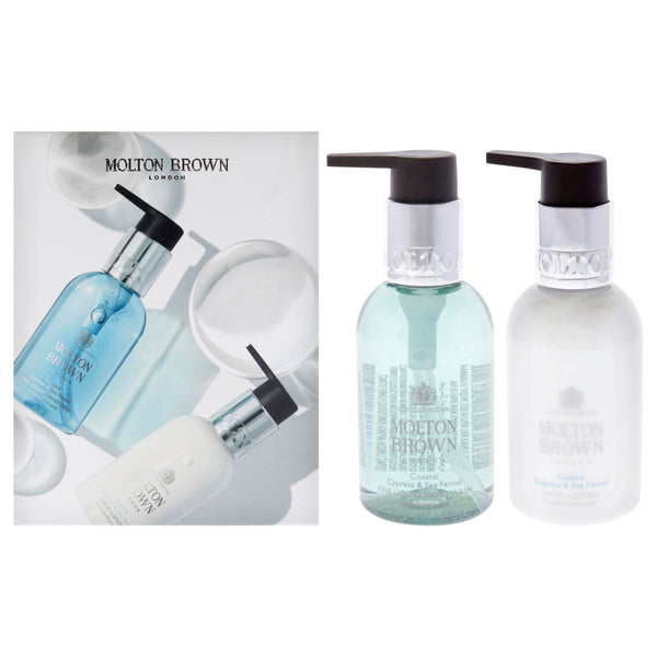 Molton Brown Coastal Cypress and Sea Fennel Set by Molton Brown for Unisex - 2 Pc 3.3oz Hand Wash, 3.3oz Hand Lotion