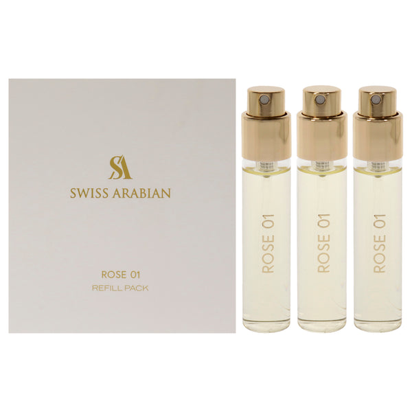 Swiss Arabian Rose 01 by Swiss Arabian for Unisex - 3 Pc Mini Gift Set 3 x 1oz EDP Spray (Refill)