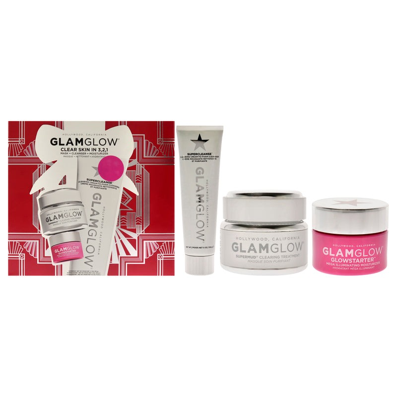 Glamglow Clear Skin In 3-2-1 Set by Glamglow for Unisex - 3 Pc 1.7oz Supermud, 5oz Supercleanse, 0.5oz Glowstarted