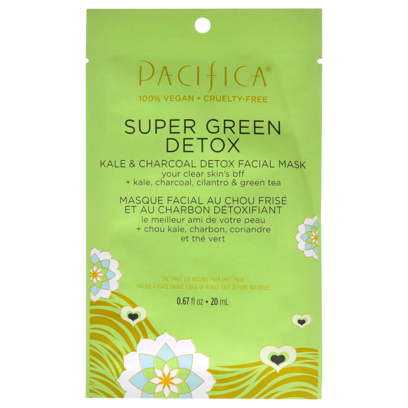 Pacifica Super Green Detox Kale and Charcoal Detox Facial Mask by Pacifica for Unisex - 0.67 oz Mask