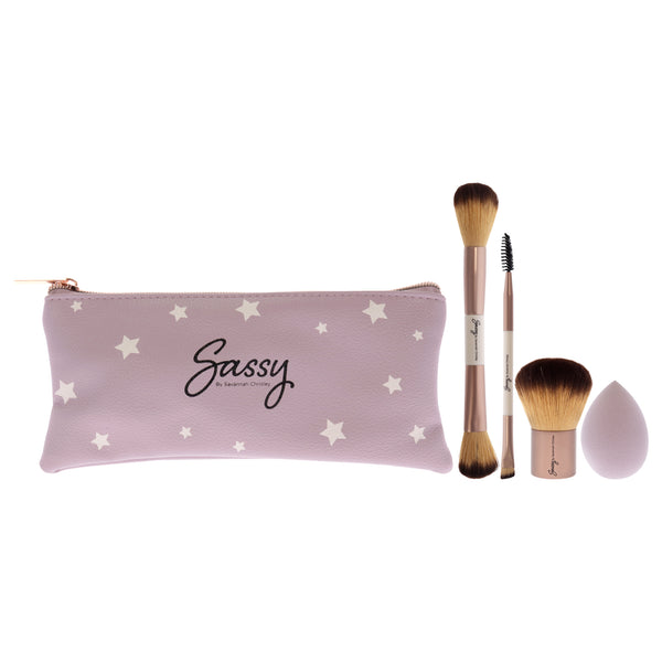 Sassy by Savannah Chrisley Sassy Brush Kit by Savannah Chrisley for Women - 5 Pc F04 Multi-Purpose Fase Brush, F05 Kabuki, E04 Precision Eye and Brow, Sponge, Bag