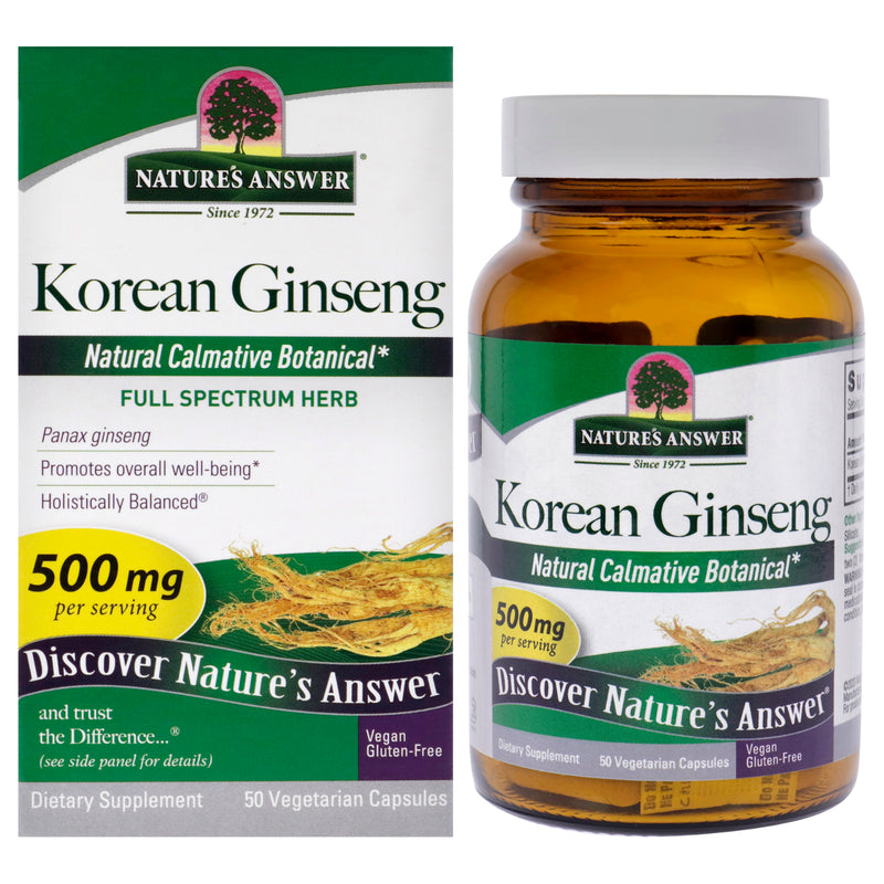 Natures Answer Korean Ginseng Root - 500mg by Natures Answer for Unisex - 50 Count Capsules