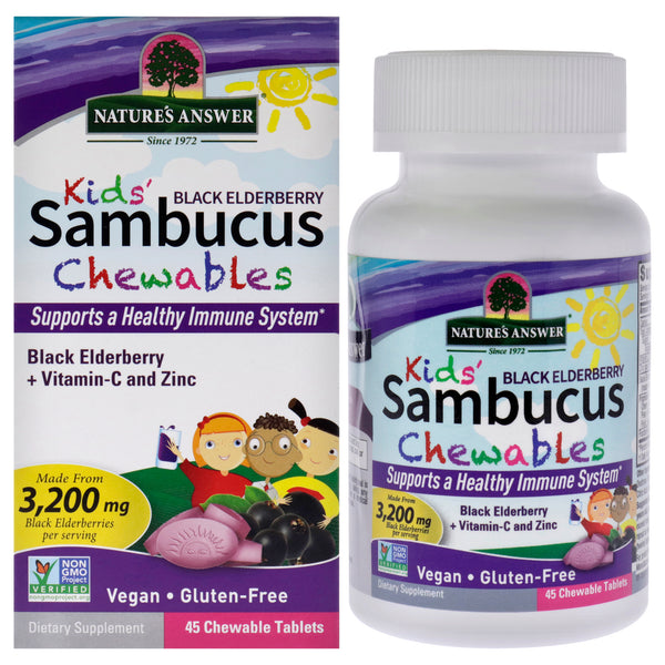 Natures Answer Sambucus Kids Chewable - 3200mg by Natures Answer for Kids - 45 Count Tablets