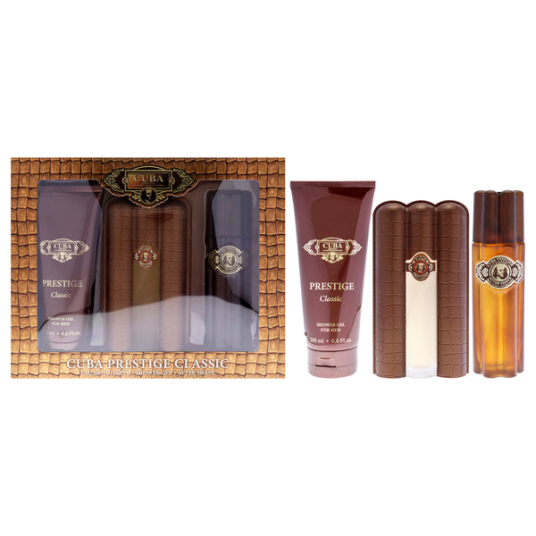 Cuba Cuba Prestige Classic by Cuba for Men - 3 Pc Gift Set 3oz EDT Spray, 6.7oz Shower Gel, 3.3oz After Shave