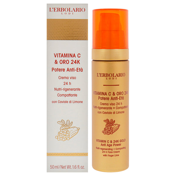 LErbolario Vitamin C and 24K Gold Anti Age Power Nutri-Regenerating Face Cream by LErbolario for Women - 1.6 oz Cream