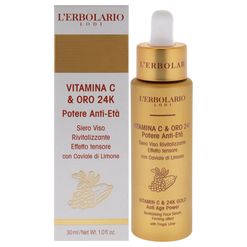 LErbolario Vitamin C and 24K Gold Anti Age Power Revitalising Face Serum by LErbolario for Unisex - 1 oz Serum