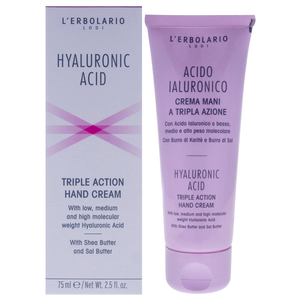 LErbolario Hyaluronic Acid Triple Action Hand Cream by LErbolario for Unisex - 2.5 oz Cream