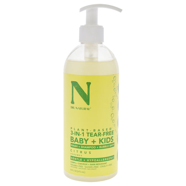 Dr. Natural 3-in-1 Tear-Free Baby Plus Kids Soap - Citrus by Dr. Natural for Kids - 16 oz Soap