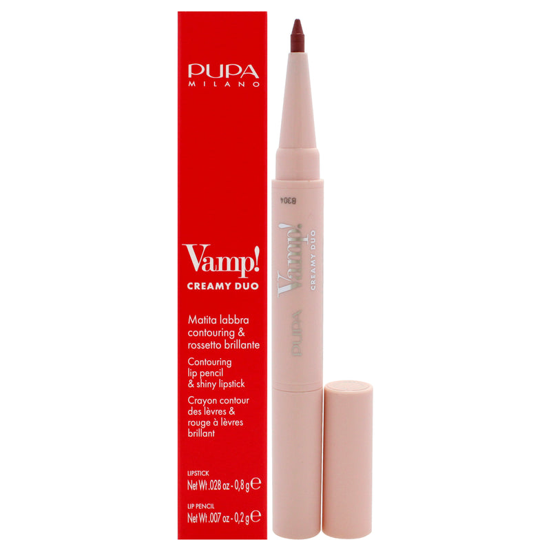 Pupa Milano Vamp! Creamy Duo Contouring Lip Pencil and Shiny Lipstick - 004 Light Rose by Pupa Milano for Women - 0.035 oz Makeup