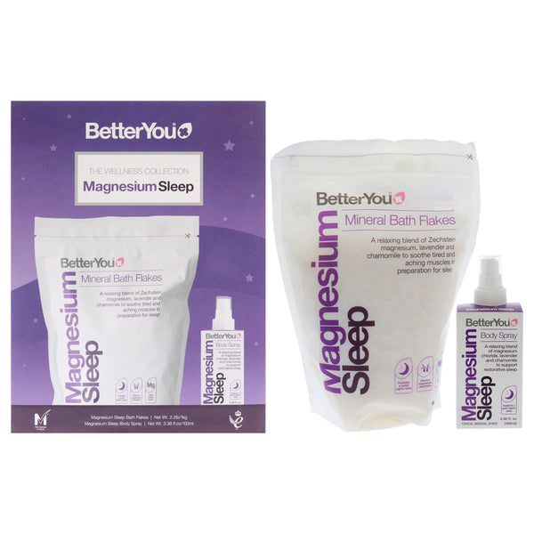 BetterYou The Wellness Collection - Magnesium Sleep by BetterYou for Unisex - 2 Pc 3.38oz Body Spray, 35.2oz Bath Salt