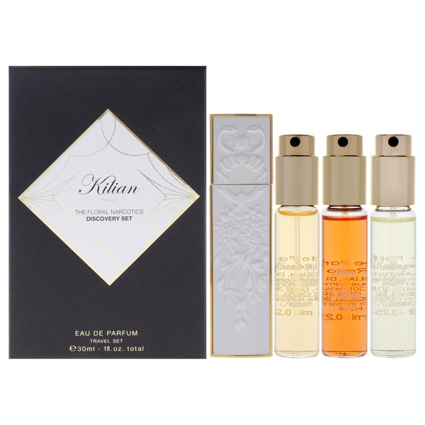 Kilian The Floral Narcotics Discovery Set by Kilian for Unisex - 5 Pc Mini Gift Set 0.25oz Love Dont Be Shy EDP Spray (Refill), 0.25oz Cant Stop Loving You EDP Spray (Refill), 0.25oz Rolling in Love EDP Spray (Refill), 0.25oz Good Girl Gone Bad EDP Spray