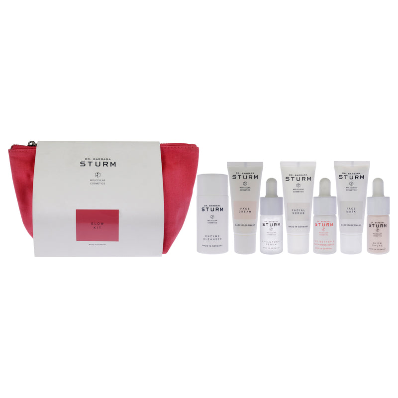 Dr. Barbara Sturm Glow Kit by Dr. Barbara Sturm for Women - 8 Pc 0.7oz Enzyme Cleanser, 0.67oz Facial Scrub, 0.67oz Face Mask, 0.33oz Hyaluronic Scrum, 0.33oz The Better B Niacinamide Serum, 0.67oz Face Cream, 0.33oz Glow Drops, Pouch