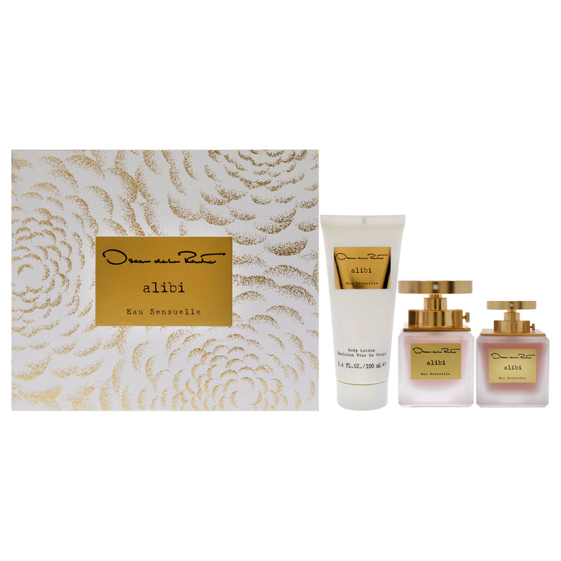 Oscar De La Renta Alibi Eau Sensuelle by Oscar De La Renta for Women - 3 Pc Gift Set 3.3oz EDP Spray, 1oz EDP Spray 3.4oz Body Lotion