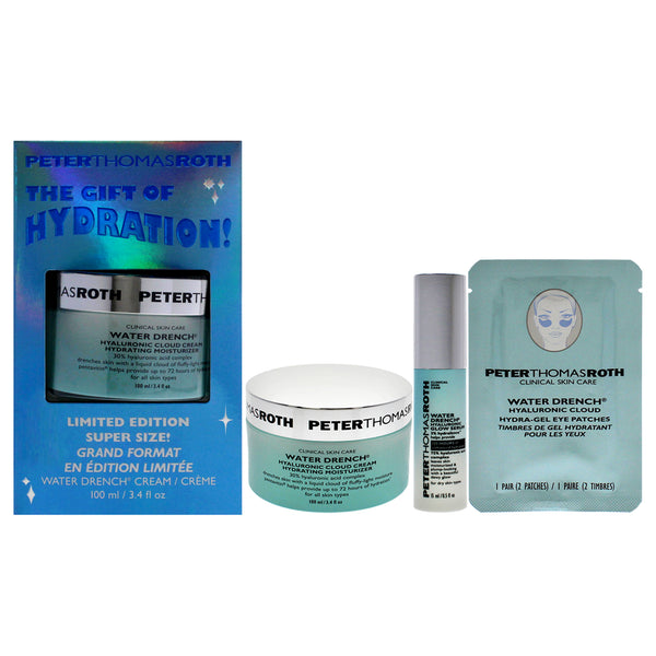 Peter Thomas Roth The Gift Of Hydration Kit by Peter Thomas Roth for Women - 3 Pc 3.4oz Super Size Water Drench Hyaluronic Cloud Cream Moisturizer, 0.5oz Water Drench Hyaluronic Glow Serum, 1 Pair Water Drench Hyaluronic Cloud Hydra Gel Patches