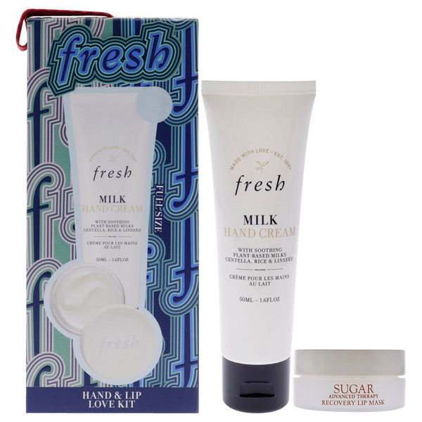 Fresh Hand and Lip Love Kit by Fresh for Women - 2 Pc 1.6oz Hand Cream - Milk, 0.07oz Sugar Advanced Therapy Recovery Lip Mask