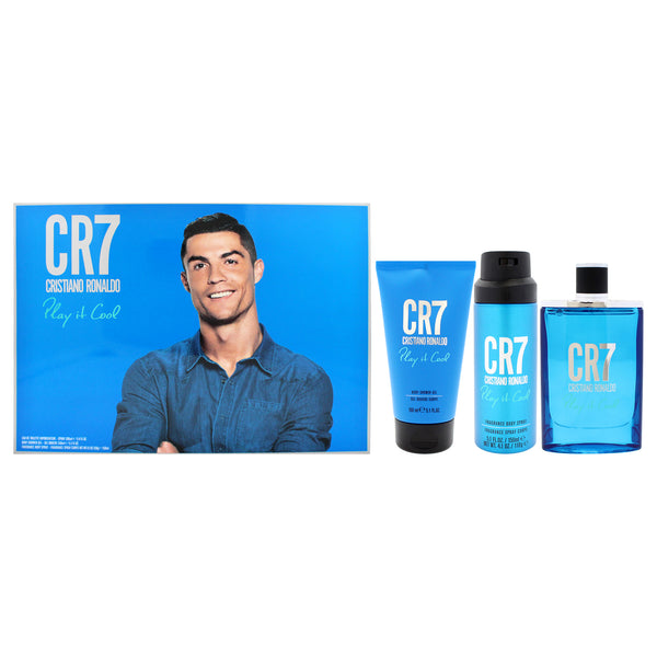 Play It Cool by Cristiano Ronaldo for Men - 3 Pc Gift Set 3.4oz EDT Spray, 5.1oz Shower Gel, 4.1oz Body Spray