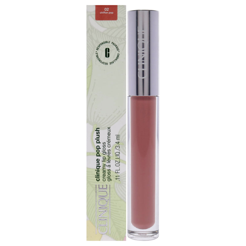 Clinique Pop Plush Creamy Lip Gloss - 02 Chiffon Pop by Clinique for Women - 0.11 oz Lip Gloss