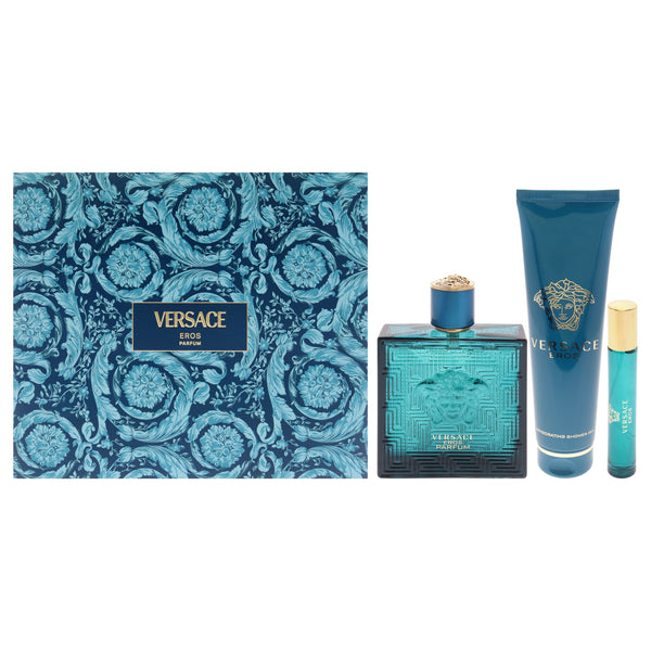 Versace Versace Eros by Versace for Men - 3 Pc Gift Set 3.4oz Parfum Spray, 0.3oz Parfum Spray, 5oz Shower Gel