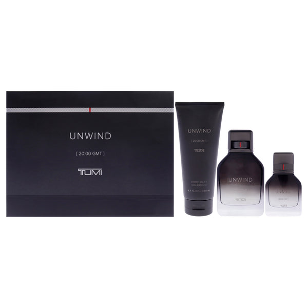 Tumi Unwind by Tumi for Men - 3 Pc Gift Set 3.4oz EDP Spray, 1oz EDP Spray, 6.7oz Body Wash