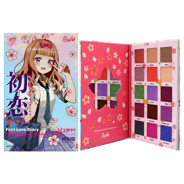 Rude Cosmetics Manga Collection Pressed Pigments and Shadows Palette - First Love Diary by Rude Cosmetics for Women - 0.77 oz Palette