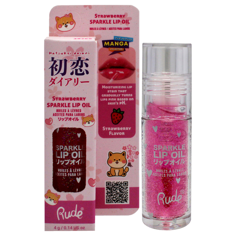 Rude Cosmetics Manga Collection Sparkle Lip Oil - Strawberry by Rude Cosmetics for Women 0.14oz Lip Oil