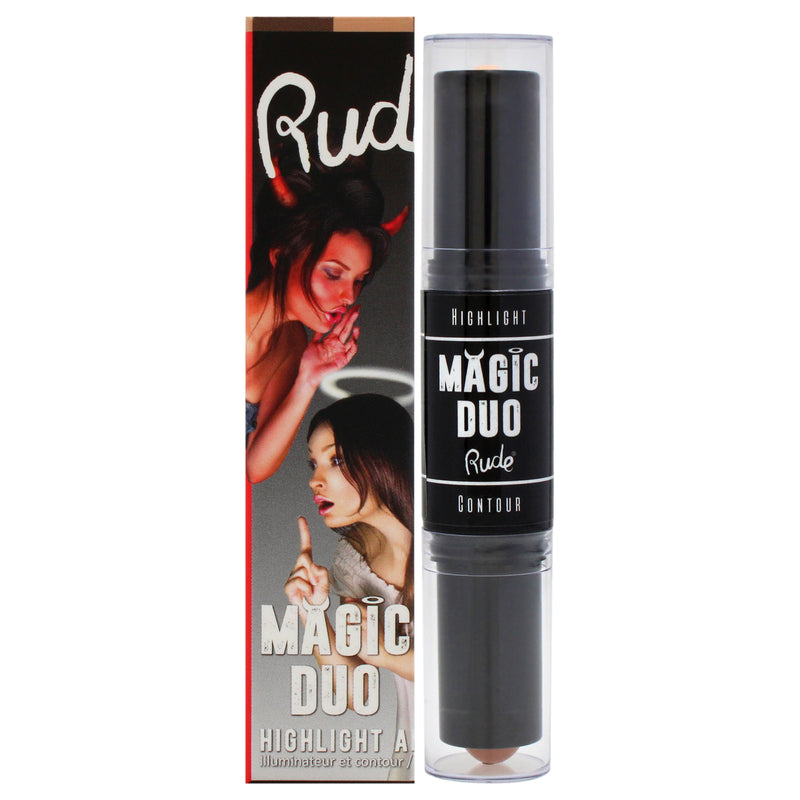 Rude Cosmetics Magic Duo Highlight and Contour - Tan by Rude Cosmetics for Women - 2 x 0.15 oz Highlight and Contour