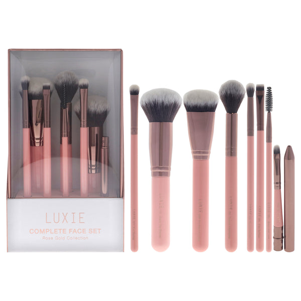 Rose Gold Complete Face Brush Set by Luxie for Women - 8 Pc Brush