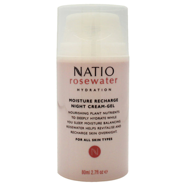 Rosewater Moisture Recharge Night Cream-Gel by Natio for Women - 2.7 oz Cream