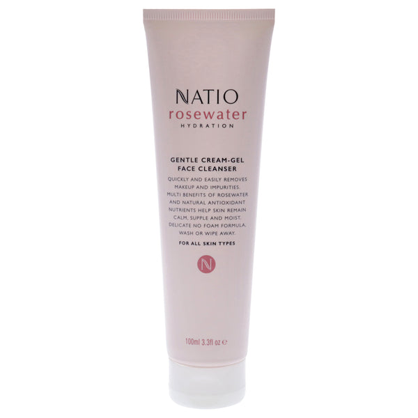 Natio Rosewater Gentle Cream-Gel Face Cleanser by Natio for Women - 3.3 oz Cleanser