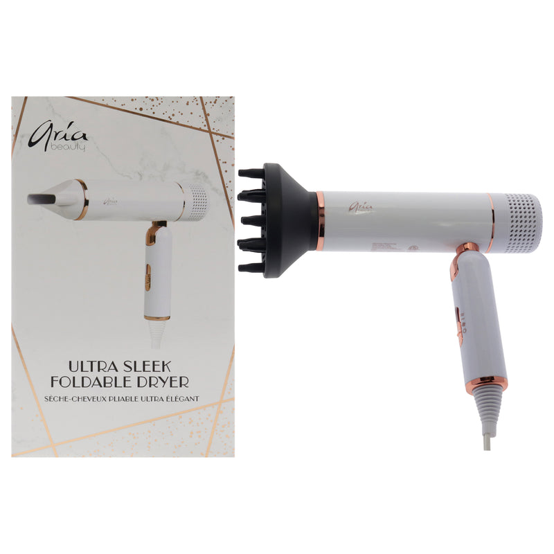 Aria Beauty Ultra Sleek Foldable Hair Dryer - White by Aria Beauty for Women - 1 Pc Hair Dryer