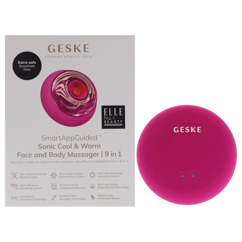 Geske Sonic Cool and Warm Face and Body Massager 9 in 1 - Magenta by Geske for Women - 1 Pc Massager