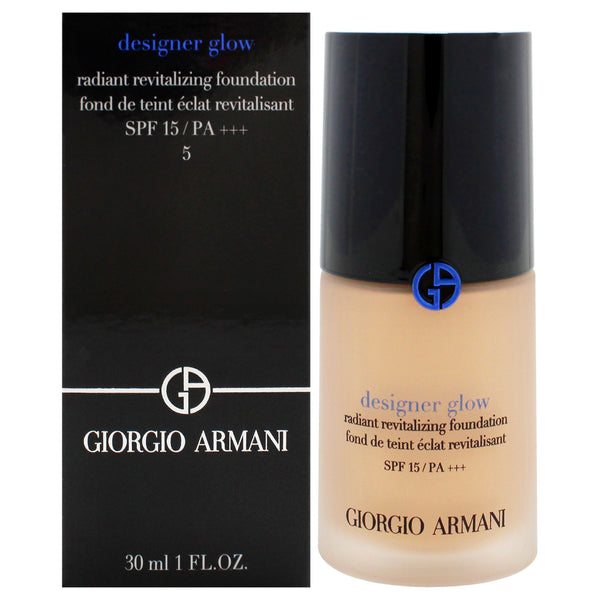 Giorgio Armani Designer Glow Radiant Revitalizing Foundation SPF 15 PA Plus - 5 by Giorgio Armani for Women - 1 oz Foundation