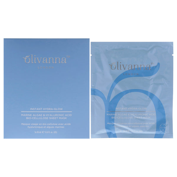 Olivanna Instant Hydra-Glow Marine Algae And Hyaluronic Acid Bio-Cellulose Sheet Mask by Olivanna for Women - 5 x 0.6 oz Mask