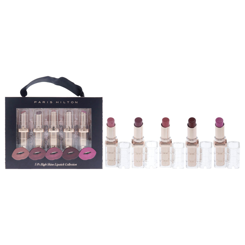 High-Shine Lipstick Collection by Paris Hilton Cosmetics for Women - 5 x 0.13 oz Lipstick