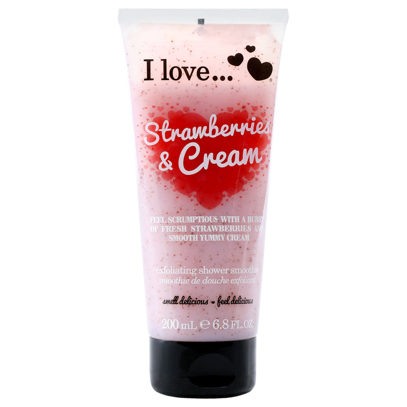 I Love Cosmetics Exfoliating Shower Smoothie - Strawberries and Cream by I Love Cosmetics for Women - 6.8 oz Exfoliator