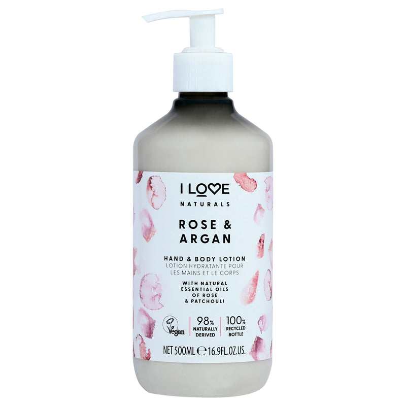 I Love Cosmetics Naturals Hand and Body Lotion - Rose and Argan by I Love Cosmetics for Women - 16.9 oz Body Lotion