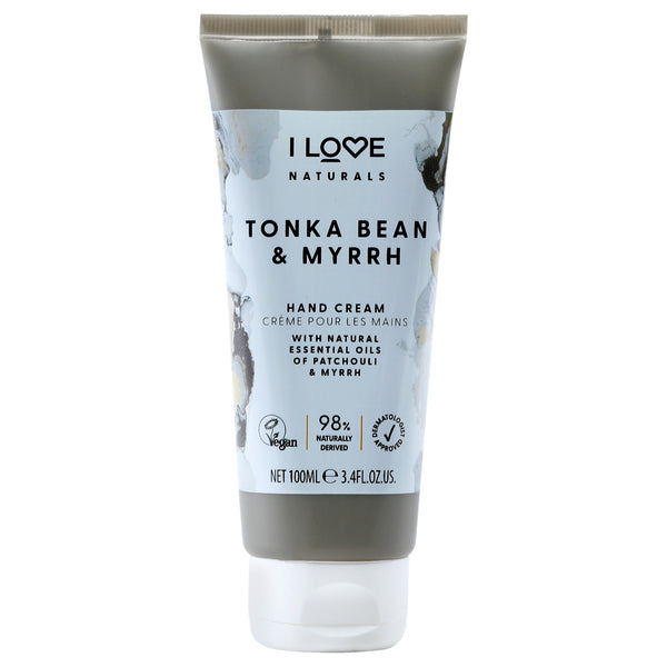 I Love Cosmetics Naturals Hand Cream - Tonka Bean and Myrrh by I Love Cosmetics for Women - 3.4 oz Cream