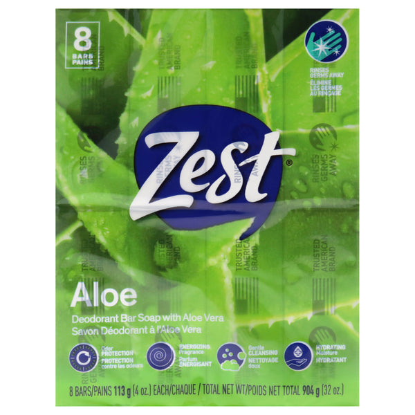 Zest Deodorant Bar Soap - Aloe by Zest for Women - 8 x 4 oz Bar Soap