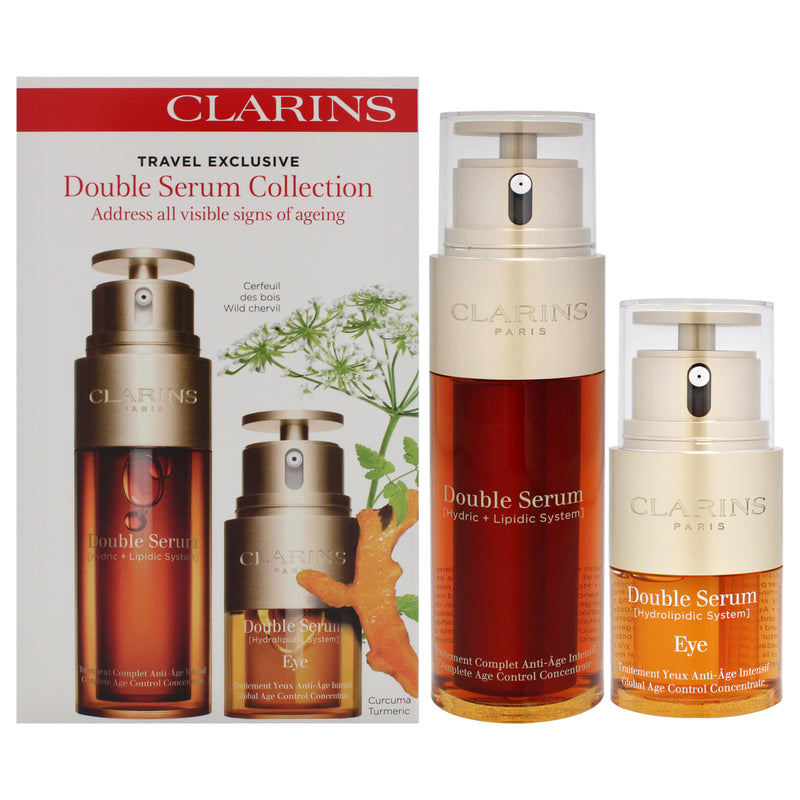 Clarins Double Serum Collection Set by Clarins for Women - 2 Pc 1.6oz Double Serum Complete Age Control Concentrate, 0.6oz Double Serum Eye Global Age Concentrate