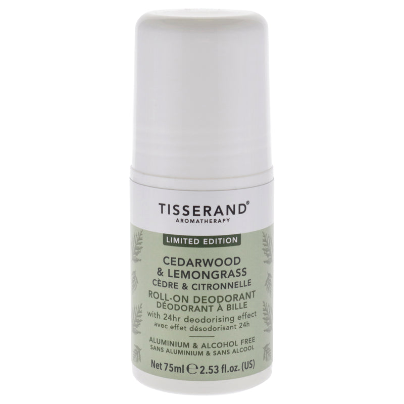 Tisserand Roll-On Deodorant - Cedarwood and Lemongrass by Tisserand for Unisex - 2.53 oz Deodorant Roll-On