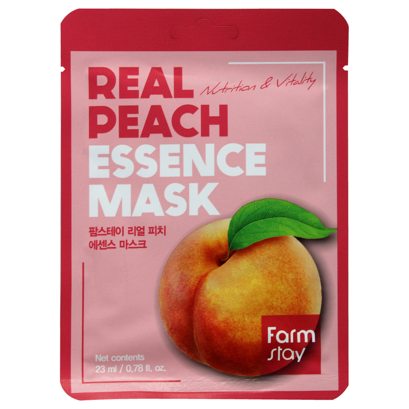 Essence Mask - Real Peach by FarmStay for Women - 0.78 oz Mask