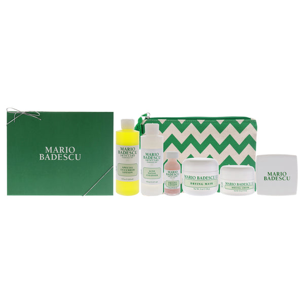 Mario Badescu Acne Control Kit by Mario Badescu for Unisex - 5 Pc 6oz Acne Facial Cleanser, 8oz Special Cucumber Lotion, 2oz Drying Mask, 1oz Drying Lotion, 0.5oz Drying Cream