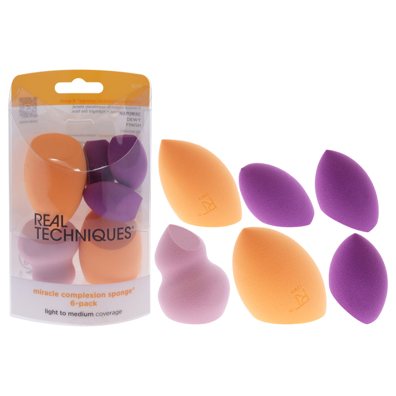 Real Techniques Miracle Complexion Sponge Kit by Real Techniques for Women - 6 Pc 2Pc Miracle Complexion Sponge, Miracle Sculpting Sponge, 3Pc Mini Miracle Complexion Sponge