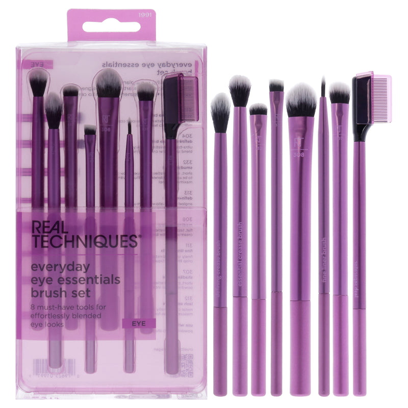 Real Techniques Everyday Eye Essentials Brush Set by Real Techniques for Women - 8 Pc Essential Crease Brush - 310, Defining Crease Brush - 304, Smudge Brush - 332, Definer Brush - 313, Medium Shadow Brush - 308, Fine Liner Brush - 311, Shading Brush - 30